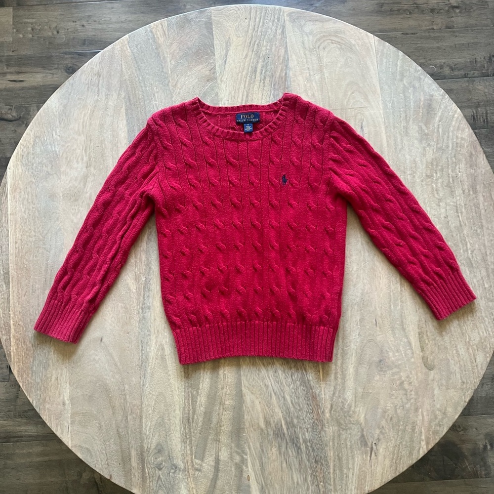 Polo by Ralph Lauren Boys Red Cable Knit Sweater